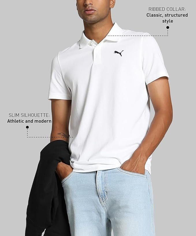 Puma Men's Solid Slim Fit Cotton Essential Polo T-Shirt for Regular wear - Image 5