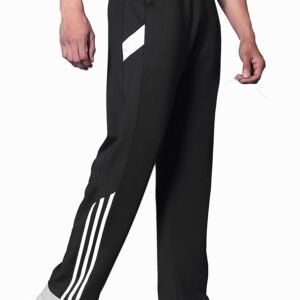 Flapfit Men's Striped Pattern Spandex Track Pant with Full Length Drawstring Closure Type and Loose Fit Jogger Style